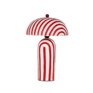 TOV Furniture Maiori Striped Papier Mache Table Lamp - Handcrafted Charm for a Playful, Sophisticated Accent Red Stripes TOV-G18571