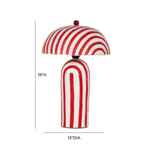 TOV Furniture Maiori Striped Papier Mache Table Lamp - Handcrafted Charm for a Playful, Sophisticated Accent Red Stripes TOV-G18571