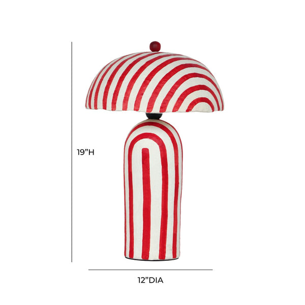 TOV Furniture Maiori Striped Papier Mache Table Lamp - Handcrafted Charm for a Playful, Sophisticated Accent Red Stripes TOV-G18571