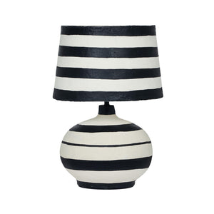 TOV Furniture Positano Striped Papier Mâché Table Lamp - Handcrafted Artisanal Design for Modern Décor Enhancement Black/Off-White TOV-G18572