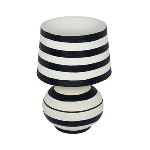 TOV Furniture Positano Striped Papier Mâché Table Lamp - Handcrafted Artisanal Design for Modern Décor Enhancement Black/Off-White TOV-G18572