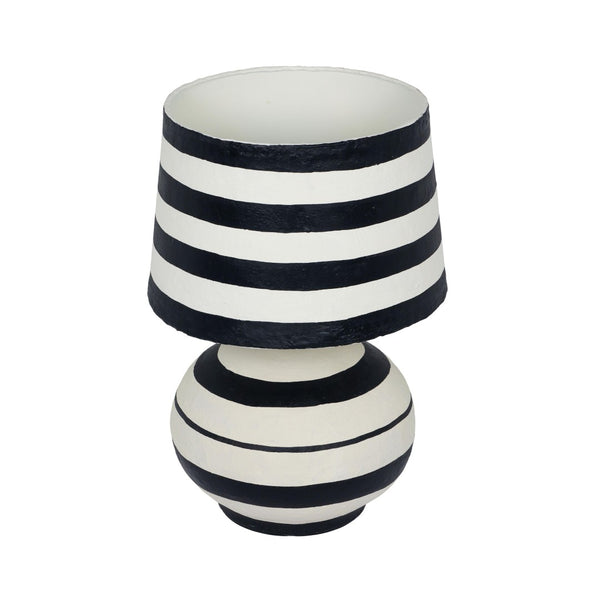 TOV Furniture Positano Striped Papier Mâché Table Lamp - Handcrafted Artisanal Design for Modern Décor Enhancement Black/Off-White TOV-G18572