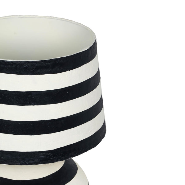 TOV Furniture Positano Striped Papier Mâché Table Lamp - Handcrafted Artisanal Design for Modern Décor Enhancement Black/Off-White TOV-G18572
