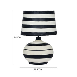 TOV Furniture Positano Striped Papier Mâché Table Lamp - Handcrafted Artisanal Design for Modern Décor Enhancement Black/Off-White TOV-G18572