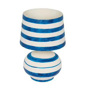 TOV Furniture Positano Striped Papier Mâché Table Lamp - Handcrafted Artisanal Design for Modern Décor Enhancement Blue/Off-White TOV-G18573