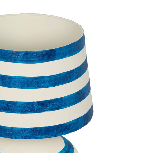 TOV Furniture Positano Striped Papier Mâché Table Lamp - Handcrafted Artisanal Design for Modern Décor Enhancement Blue/Off-White TOV-G18573