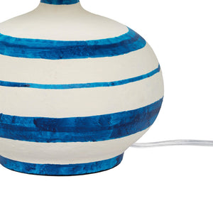 TOV Furniture Positano Striped Papier Mâché Table Lamp - Handcrafted Artisanal Design for Modern Décor Enhancement Blue/Off-White TOV-G18573