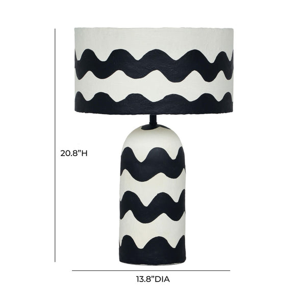 TOV Furniture Tropea Artistic Black Waves Papier Mache Table Lamp - Unique Design for Modern Eclectic Interiors TOV-G18577