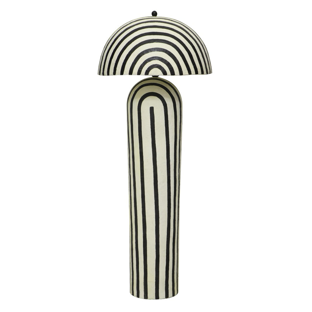 TOV Furniture Maiori Black Striped Floor Lamp – Handcrafted Papier Mache Design with Modern Style & Unique Texture TOV-G18580