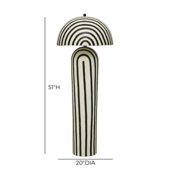 TOV Furniture Maiori Black Striped Floor Lamp – Handcrafted Papier Mache Design with Modern Style & Unique Texture TOV-G18580