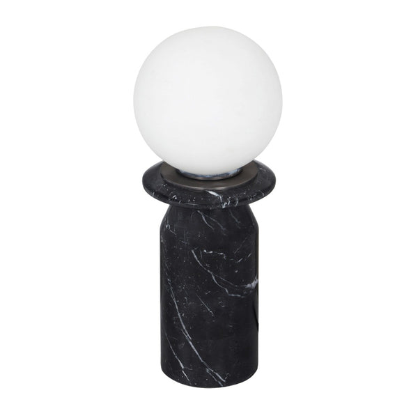TOV Furniture Globe Marble Lamp - Art Deco Inspired Table Light with Frosted Glass for Elegant Home Decor Black TOV-G18583