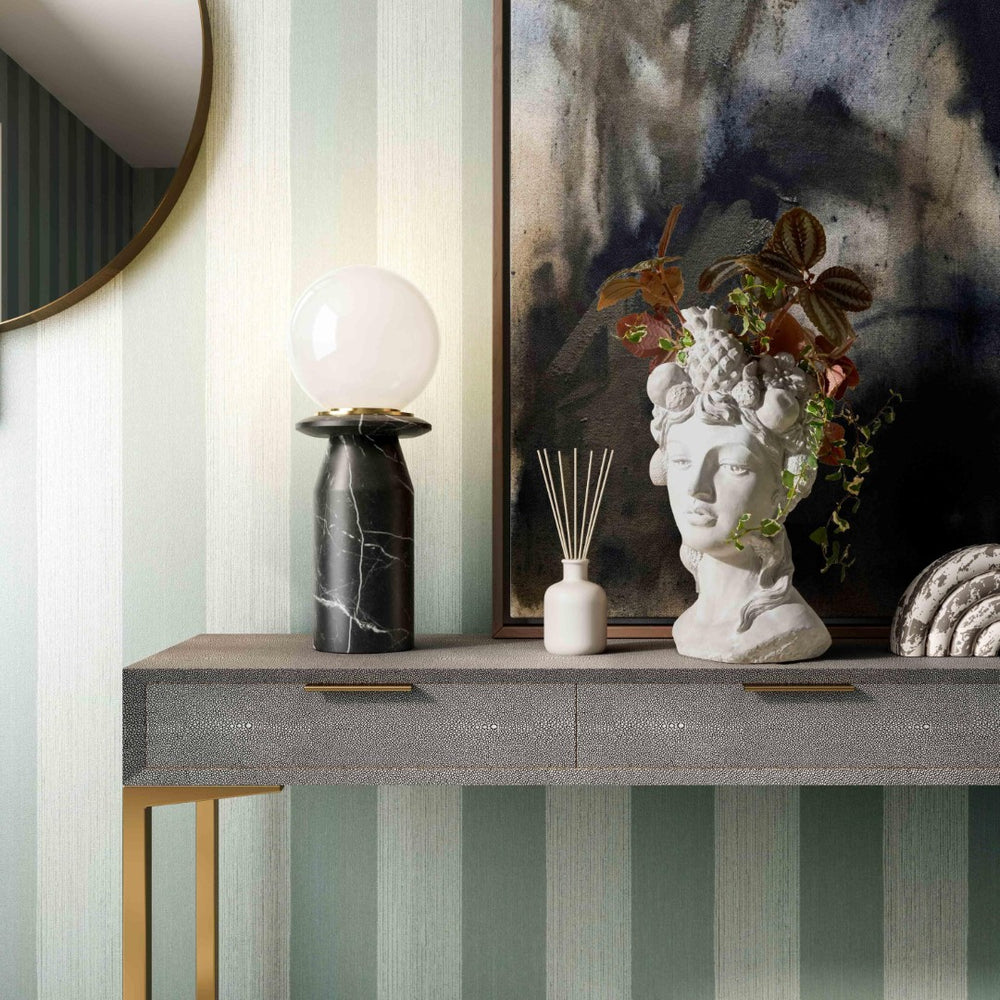 TOV Furniture Globe Marble Lamp - Art Deco Inspired Table Light with Frosted Glass for Elegant Home Decor Black TOV-G18583