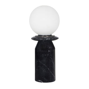 TOV Furniture Globe Marble Lamp - Art Deco Inspired Table Light with Frosted Glass for Elegant Home Decor Black TOV-G18583