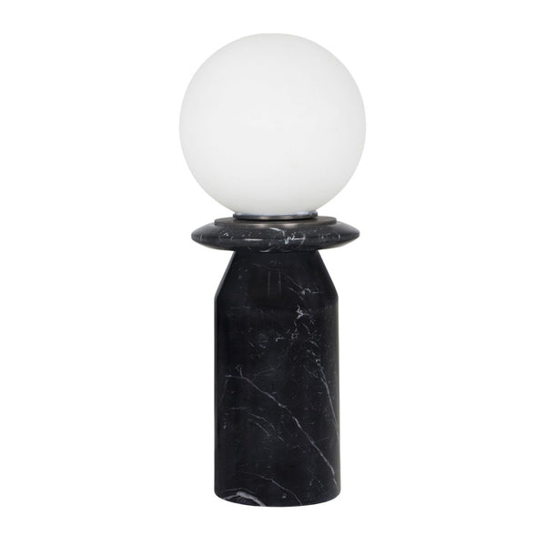 TOV Furniture Globe Marble Lamp - Art Deco Inspired Table Light with Frosted Glass for Elegant Home Decor Black TOV-G18583