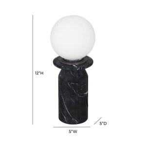 TOV Furniture Globe Marble Lamp - Art Deco Inspired Table Light with Frosted Glass for Elegant Home Decor Black TOV-G18583