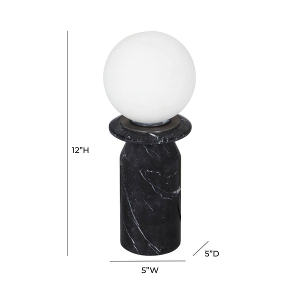 TOV Furniture Globe Marble Lamp - Art Deco Inspired Table Light with Frosted Glass for Elegant Home Decor Black TOV-G18583
