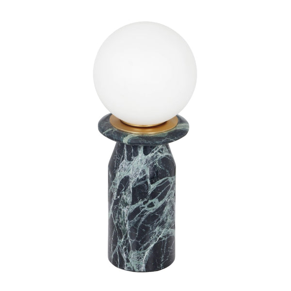 TOV Furniture Globe Marble Lamp - Art Deco Inspired Table Light with Frosted Glass for Elegant Home Decor Green TOV-G18584