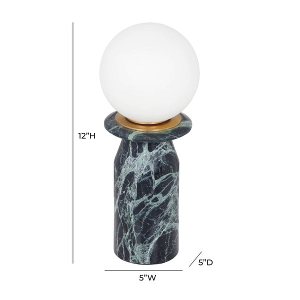TOV Furniture Globe Marble Lamp - Art Deco Inspired Table Light with Frosted Glass for Elegant Home Decor Green TOV-G18584