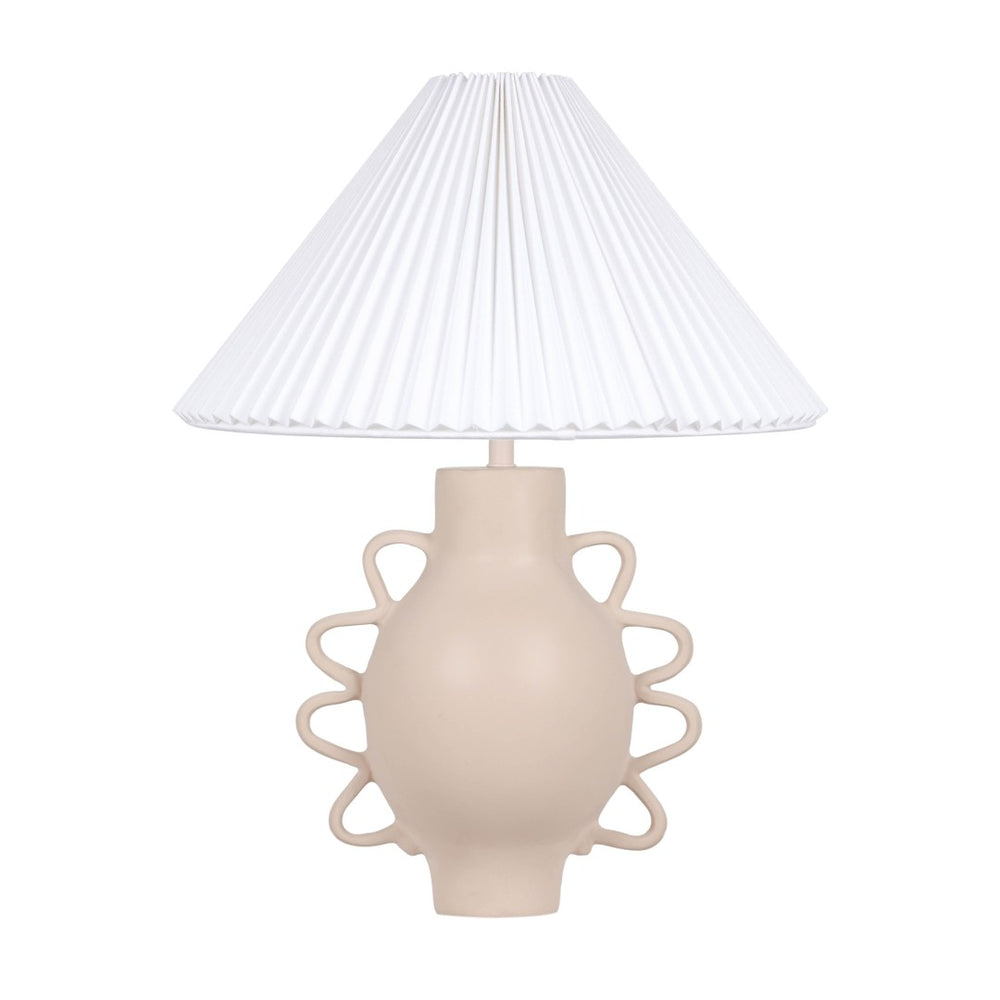 TOV Furniture Hazza Pleated Table Lamp - Sculptural Ambiance with Hand-Formed Fiberglass Base & Elegant Shade Design Cream TOV-G18586