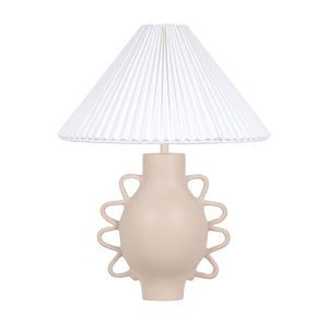 TOV Furniture Hazza Pleated Table Lamp - Sculptural Ambiance with Hand-Formed Fiberglass Base & Elegant Shade Design Cream TOV-G18586
