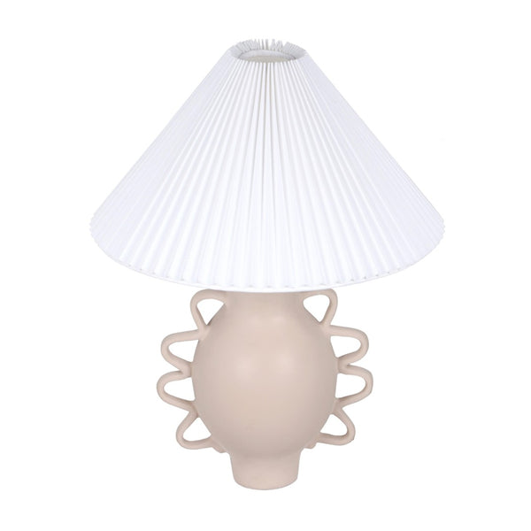 TOV Furniture Hazza Pleated Table Lamp - Sculptural Ambiance with Hand-Formed Fiberglass Base & Elegant Shade Design Cream TOV-G18586