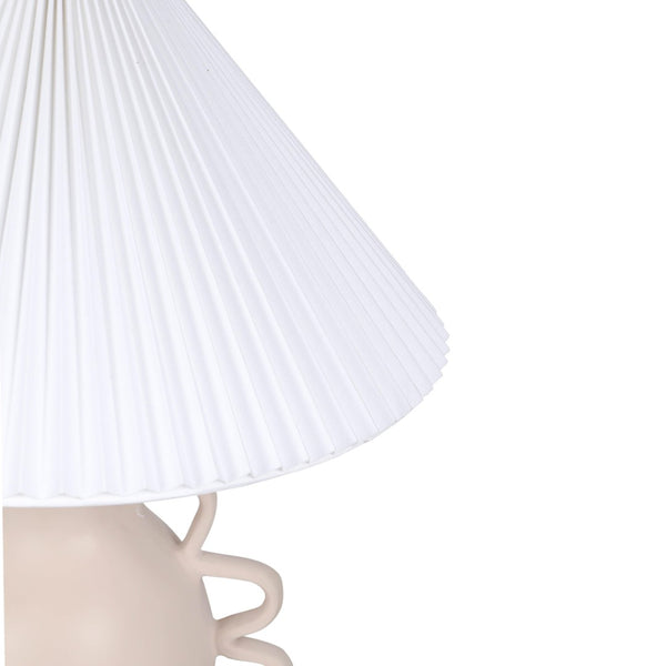 TOV Furniture Hazza Pleated Table Lamp - Sculptural Ambiance with Hand-Formed Fiberglass Base & Elegant Shade Design Cream TOV-G18586