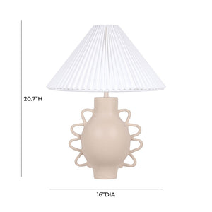 TOV Furniture Hazza Pleated Table Lamp - Sculptural Ambiance with Hand-Formed Fiberglass Base & Elegant Shade Design Cream TOV-G18586