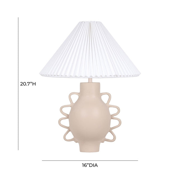 TOV Furniture Hazza Pleated Table Lamp - Sculptural Ambiance with Hand-Formed Fiberglass Base & Elegant Shade Design Cream TOV-G18586
