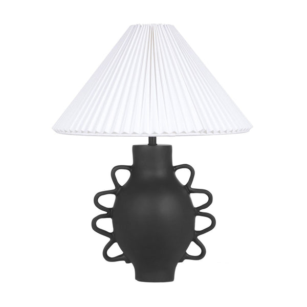 TOV Furniture Hazza Pleated Table Lamp - Sculptural Ambiance with Hand-Formed Fiberglass Base & Elegant Shade Design Black TOV-G18587