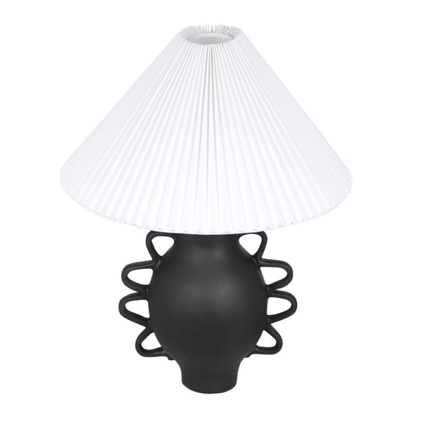 TOV Furniture Hazza Pleated Table Lamp - Sculptural Ambiance with Hand-Formed Fiberglass Base & Elegant Shade Design Black TOV-G18587