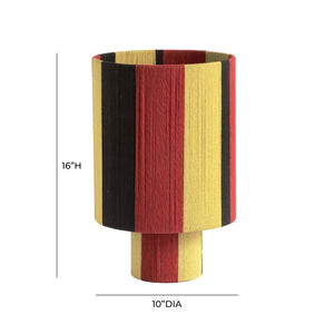 TOV Furniture Guinevere Striped Cotton Table Lamp - Handcrafted Eco-Friendly Design for Vibrant Home Décor Black/Red/Yellow TOV-G18624
