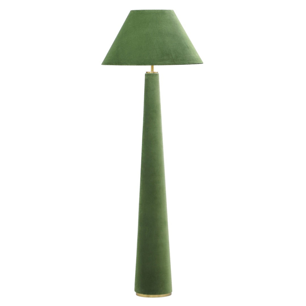 TOV Furniture Graham Velvet Floor Lamp – Elegant Sculpture Lighting for Modern Spaces with Brass Trim & Warm Glow Green TOV-G18631