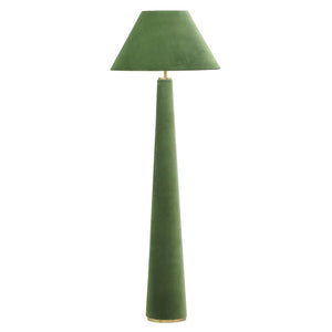 TOV Furniture Graham Velvet Floor Lamp – Elegant Sculpture Lighting for Modern Spaces with Brass Trim & Warm Glow Green TOV-G18631