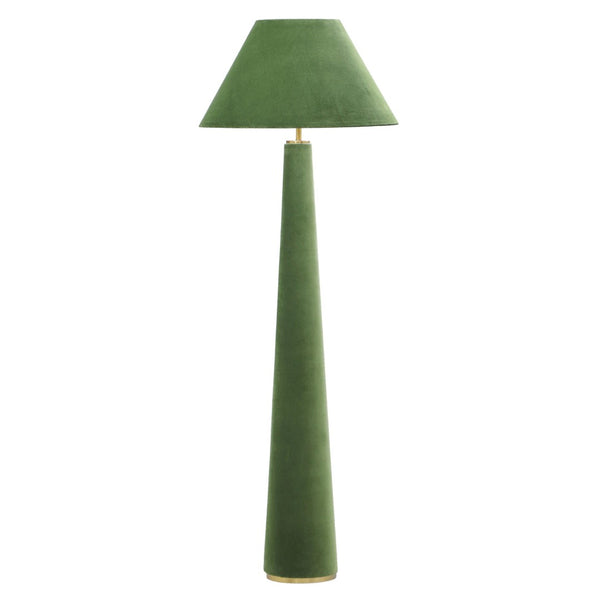 TOV Furniture Graham Velvet Floor Lamp – Elegant Sculpture Lighting for Modern Spaces with Brass Trim & Warm Glow Green TOV-G18631