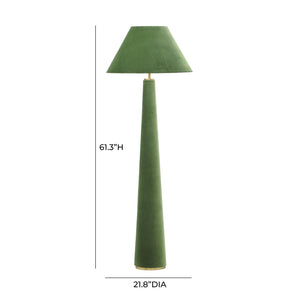 TOV Furniture Graham Velvet Floor Lamp – Elegant Sculpture Lighting for Modern Spaces with Brass Trim & Warm Glow Green TOV-G18631