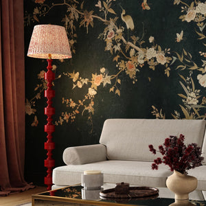 TOV Furniture Peggy Pink Spotted Floor Lamp – Modern Glossy Design with Natural Fiber Shade for Cozy Spaces TOV-G18676