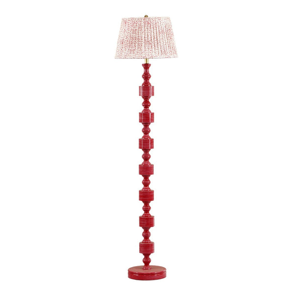 TOV Furniture Peggy Pink Spotted Floor Lamp – Modern Glossy Design with Natural Fiber Shade for Cozy Spaces TOV-G18676