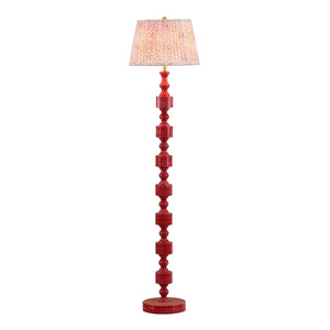 TOV Furniture Peggy Pink Spotted Floor Lamp – Modern Glossy Design with Natural Fiber Shade for Cozy Spaces TOV-G18676