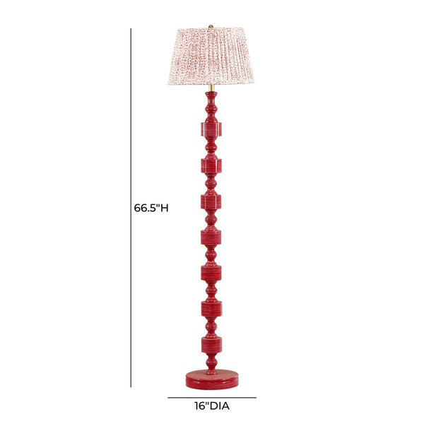 TOV Furniture Peggy Pink Spotted Floor Lamp – Modern Glossy Design with Natural Fiber Shade for Cozy Spaces TOV-G18676