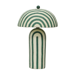 Maiori Dark Green Striped Papier Mache Table Lamp TOV-G18685 TOV Furniture