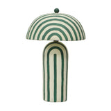 Maiori Dark Green Striped Papier Mache Table Lamp