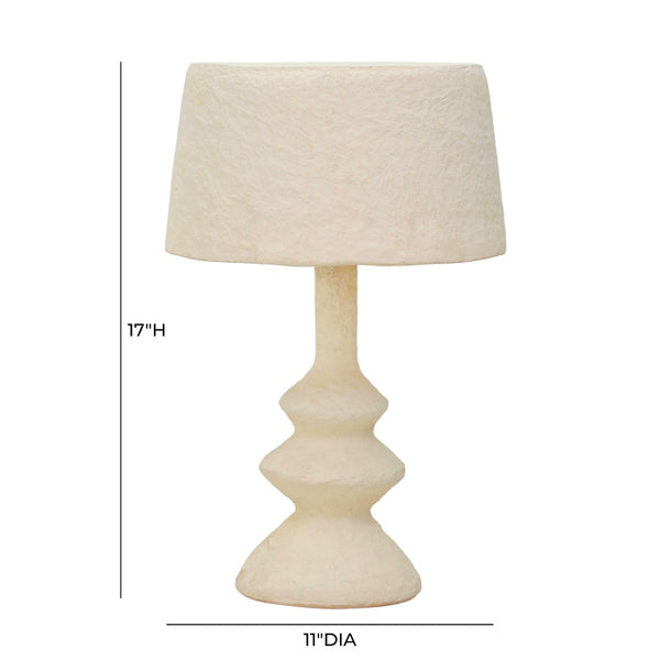 TOV Furniture Cream Cotton Mache Table Lamp - Handmade Eco-Friendly Design with Warm Glow for Any Décor Style TOV-G18756