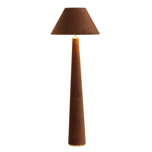 TOV Furniture Graham Velvet Floor Lamp - Elegant Brass-Trimmed Design for Cozy Living Rooms and Reading Nooks Chocolate Brown TOV-G18784