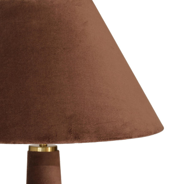 TOV Furniture Graham Velvet Floor Lamp - Elegant Brass-Trimmed Design for Cozy Living Rooms and Reading Nooks Chocolate Brown TOV-G18784