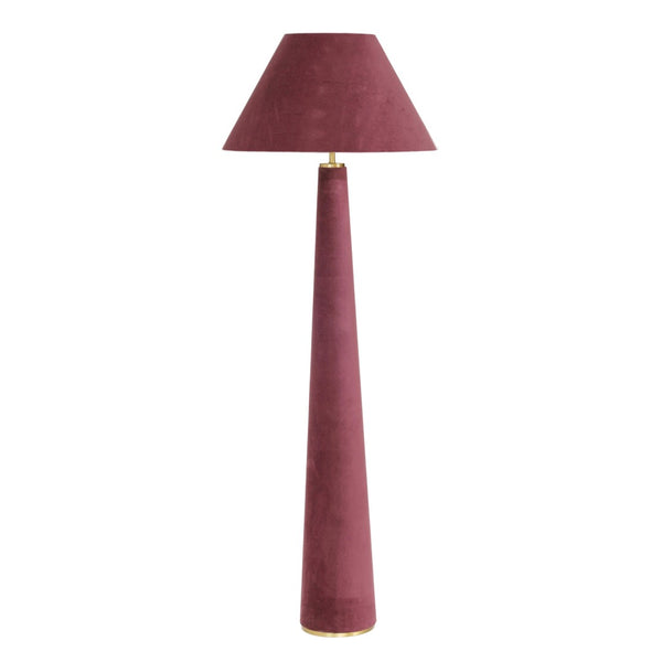 TOV Furniture Graham Velvet Floor Lamp - Elegant Brass-Trimmed Design for Cozy Living Rooms and Reading Nooks Burgundy TOV-G18785