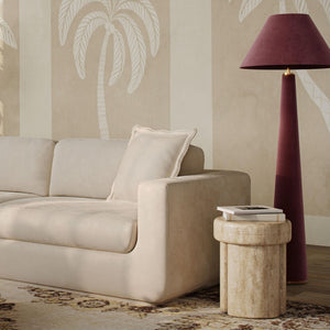 TOV Furniture Graham Velvet Floor Lamp - Elegant Brass-Trimmed Design for Cozy Living Rooms and Reading Nooks Burgundy TOV-G18785