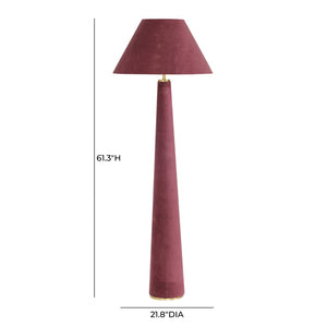 TOV Furniture Graham Velvet Floor Lamp - Elegant Brass-Trimmed Design for Cozy Living Rooms and Reading Nooks Burgundy TOV-G18785