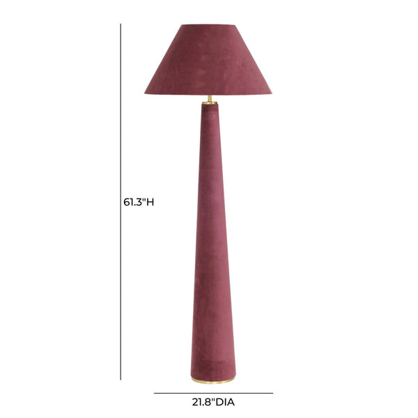 TOV Furniture Graham Velvet Floor Lamp - Elegant Brass-Trimmed Design for Cozy Living Rooms and Reading Nooks Burgundy TOV-G18785