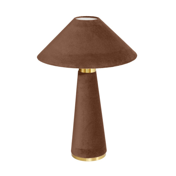 TOV Furniture Graham Velvet Table Lamp - Luxurious Design with Brass Trim for Elegant Home Décor and Cozy Lighting Chocolate Brown TOV-G18786