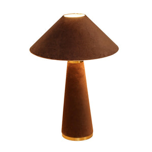 TOV Furniture Graham Velvet Table Lamp - Luxurious Design with Brass Trim for Elegant Home Décor and Cozy Lighting Chocolate Brown TOV-G18786
